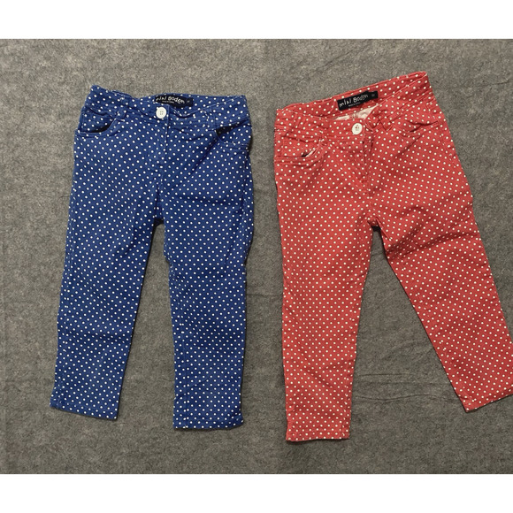 Mini Boden Polka Dot Jeans Girls Sz 9 Years Red Blue - BUNDLE‎ OF 2 - Picture 1 of 6